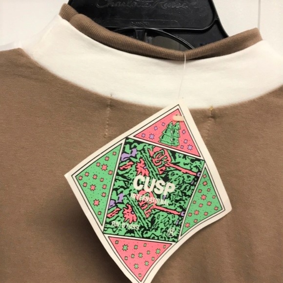 Cusp Brown White Polka Dot Stripe Print Long Sleeve Cotton Shirt Plus 0X NWT - Picture 5 of 6